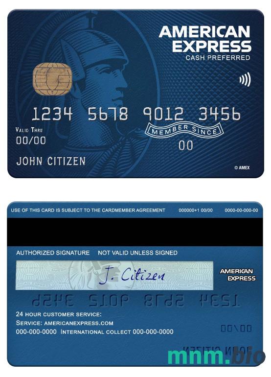USA North Carolina BB&T Corp. bank amex blue cash preferred karta przykład w formacie PSD
